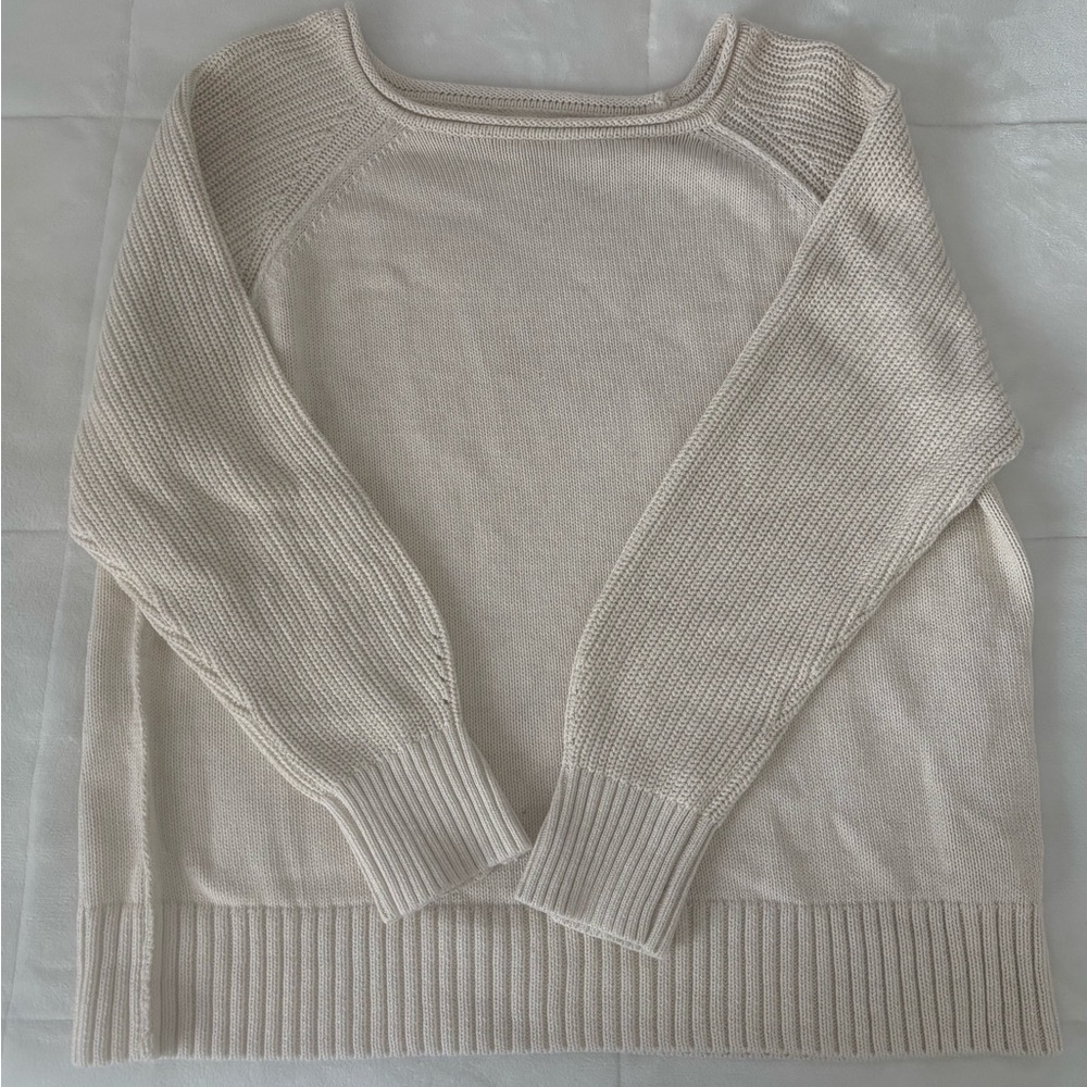 Aerie Cream Scoop Neck Sweater